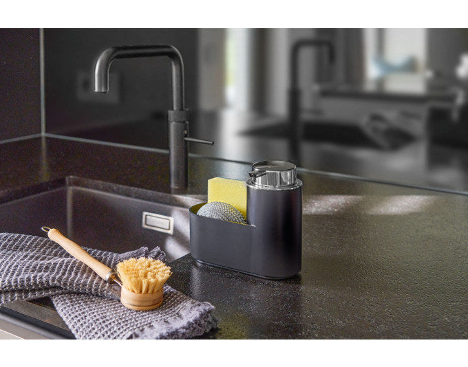ZELLER Seifenspender-Set 3-teilig schwarz 17x7.4x14.5 cm in Schwarz präsentiert im Onlineshop von KAQTU Design AG. Seifenspender ist von ZELLER PRESENT