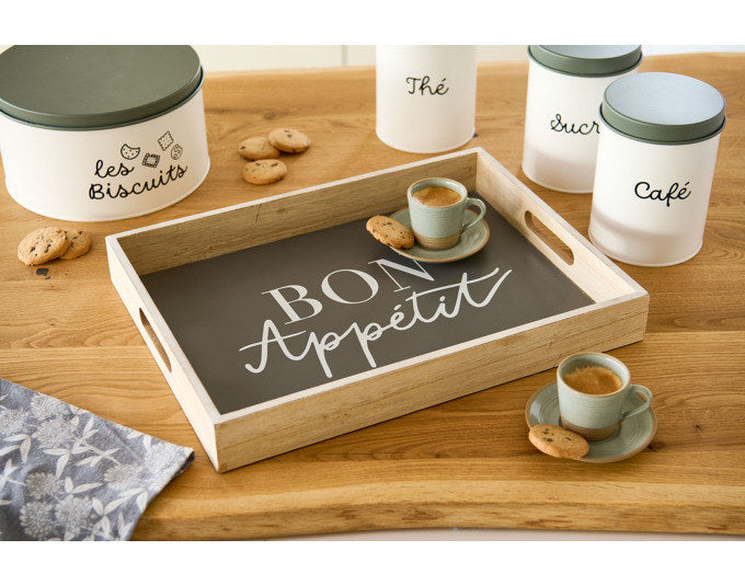 ZELLER Tablett Bon Appetit anthrazit 40x30x5 cm in Natur, Braun, Anthrazit, Grau präsentiert im Onlineshop von KAQTU Design AG. Tablett ist von ZELLER PRESENT