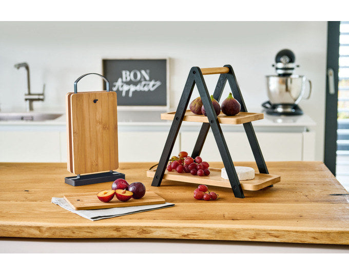ZELLER Etagere Bambus schwarz 34x17.2x32 cm in Natur, Braun, Schwarz präsentiert im Onlineshop von KAQTU Design AG. Tortenplatte ist von ZELLER PRESENT