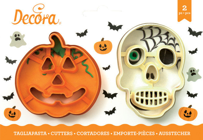 DECORA Ausstecher 2er Totenkopf & Kürbis auf Karte in Weiss, Orange präsentiert im Onlineshop von KAQTU Design AG. Ausstecher ist von DECORA
