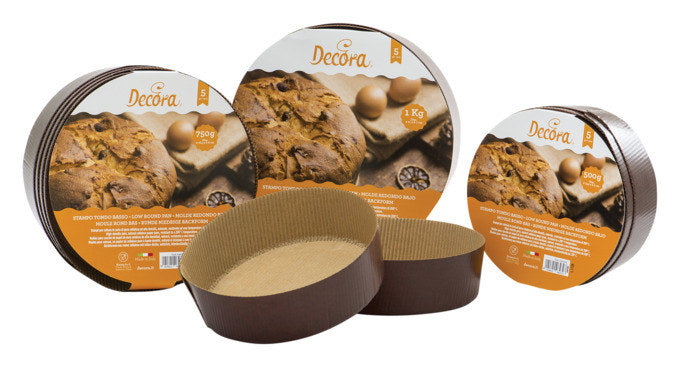 DECORA Panettone-Formen niedrig 5er 500g Cellulose Papier Natur 200°C ø 15.5x5 cm in Braun präsentiert im Onlineshop von KAQTU Design AG. Backformen ist von DECORA