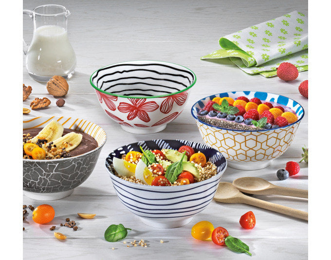 CILIO Bowl Amici Kritzel Porzellan 500 ml ø 15.5x7 cm in Dekoriert präsentiert im Onlineshop von KAQTU Design AG. Schale ist von CILIO