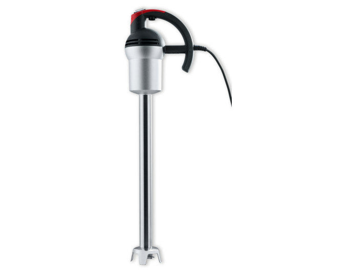 Stabmixer von KISAG in Schwarz und Silber, komplett aus Edelstahl, mit gummiertem Griff und 50 cm langem Mixstab für die Gastronomie.