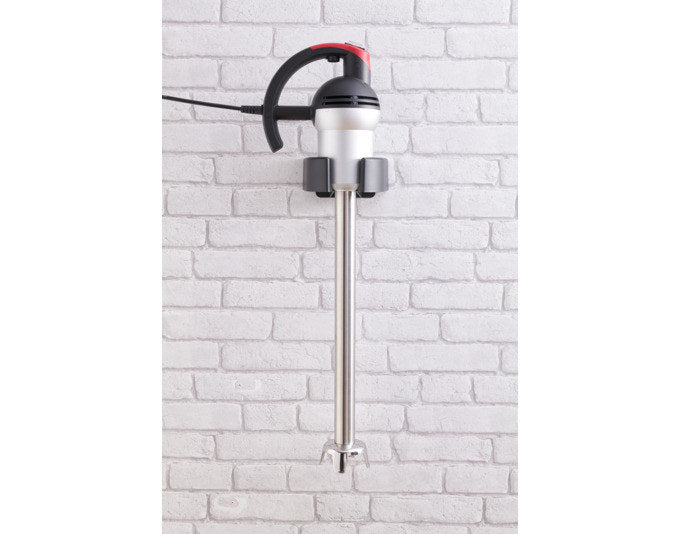 Stabmixer von KISAG in Schwarz und Silber, komplett aus Edelstahl, mit gummiertem Griff und 50 cm langem Mixstab für die Gastronomie.