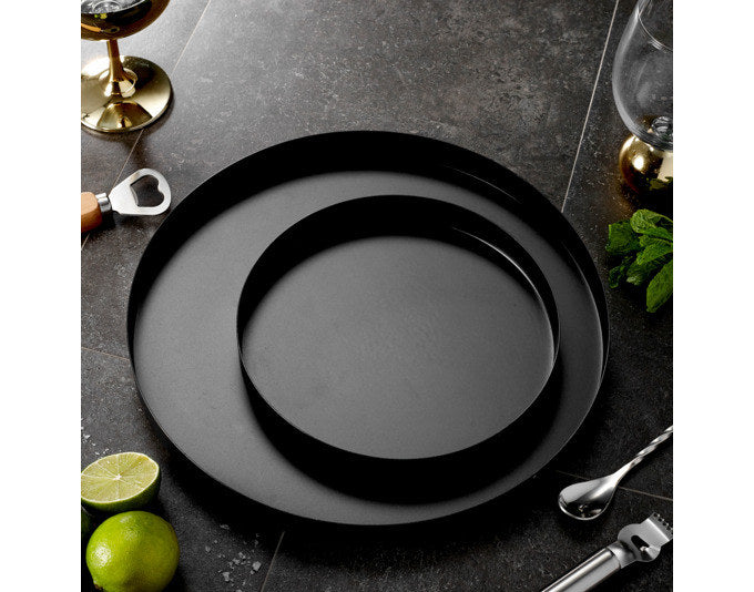 TEMPA Serviertablett 2er Set Aurora black matt ø 30/20 cm in Black, Schwarz präsentiert im Onlineshop von KAQTU Design AG. Tablett ist von TEMPA