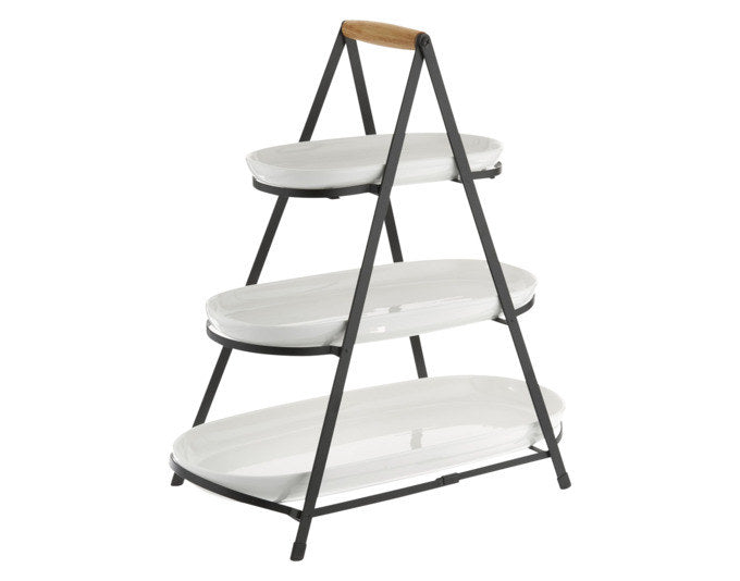 LADELLE Etagere Alto Serve & Share Porzellan 50.6x24.5x54.5 cm in Weiss, Schwarz, Natur, Braun präsentiert im Onlineshop von KAQTU Design AG. Tortenplatte ist von LADELLE