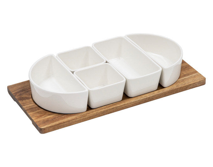 LADELLE Schalenset Alto Serve & Share 6-teilig 42.5x21x7 cm in Weiss, Natur, Braun präsentiert im Onlineshop von KAQTU Design AG. Aperoschalen ist von LADELLE