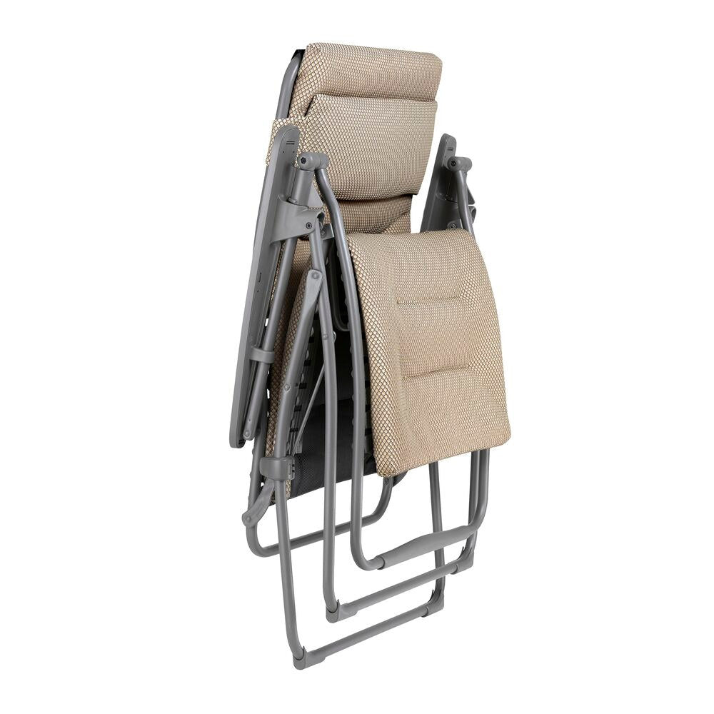 LAFUMA Relaxsessel Relax 803 XL in Moka mit Gestell in Titane, Stahlrohrgestell, Kunstharz-Armlehnen und dreilagiger BeComfort-Polsterung mit Kopfstütze