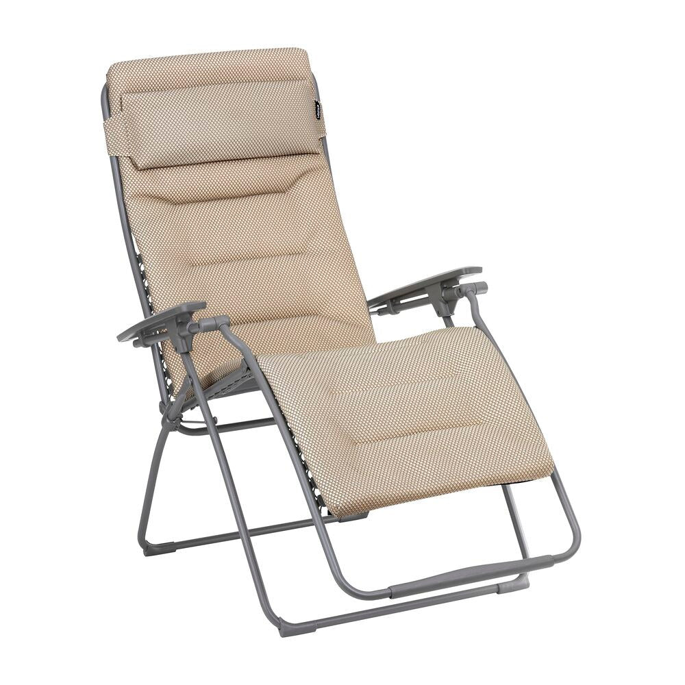 LAFUMA Relaxsessel Relax 803 XL in Moka mit Gestell in Titane, Stahlrohrgestell, Kunstharz-Armlehnen und dreilagiger BeComfort-Polsterung mit Kopfstütze
