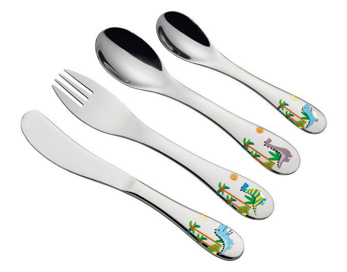 CILIO Kinderbesteck Dino 4-teilig in Bedruckt präsentiert im Onlineshop von KAQTU Design AG. Kinderbesteck ist von CILIO