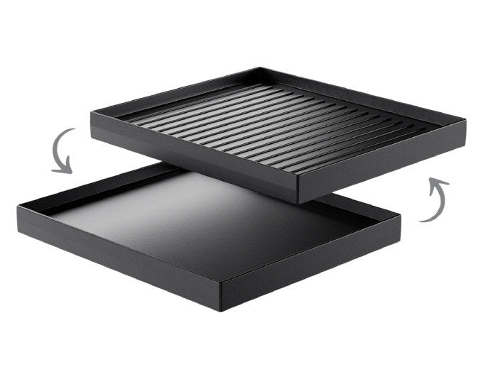 STÖCKLI Wende-Grillplatte für PizzaGrill 4 19.9x22.8x2.3 cm in Schwarz präsentiert im Onlineshop von KAQTU Design AG. Pizzagrill ist von STÖCKLI
