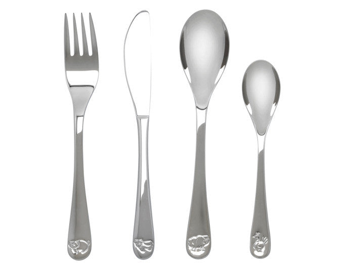 ZILVERSTAD Kinderbesteck Bauernhoftiere 4-teilig in Silber präsentiert im Onlineshop von KAQTU Design AG. Kinderbesteck ist von ZILVERSTAD