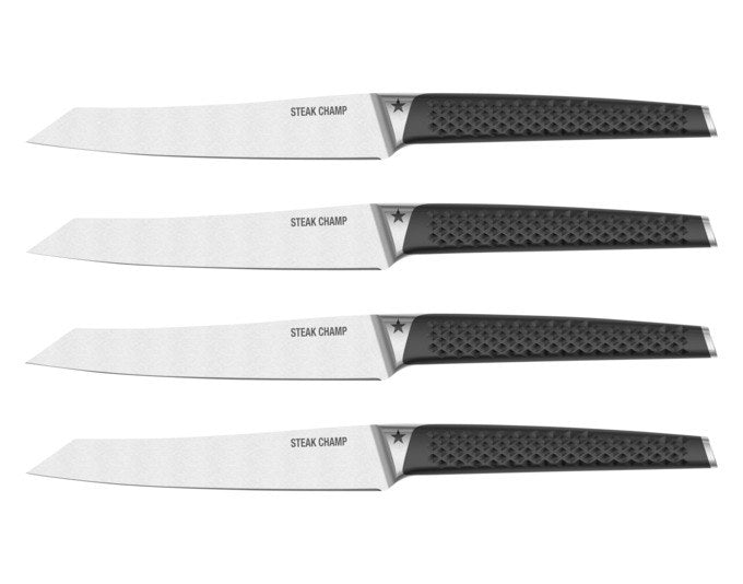 STEAK CHAMP Steakmesser-Set Prime Rib, 4 Messer in Chrom, Silber, Schwarz präsentiert im Onlineshop von KAQTU Design AG. Steakmesser ist von STEAK CHAMP