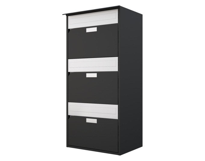 <tc><tc>HUBER</tc></tc> AG Aluminum Mailbox 400 292x415x874 mm 3-unit stacked RAL 7016 anthracite grey