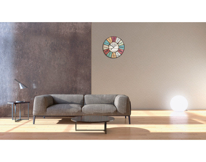 TFA Wanduhr Vintage Old Town XXL ø 57x5 cm in Bunt präsentiert im Onlineshop von KAQTU Design AG. Wanduhr ist von TFA