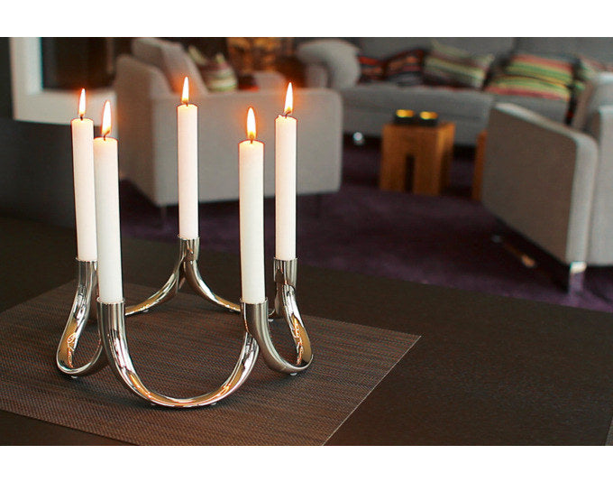 PHILIPPI Kerzenhalter Bow Metall 2tlg. silber in Chrom, Silber präsentiert im Onlineshop von KAQTU Design AG. Kerzenständer ist von PHILIPPI