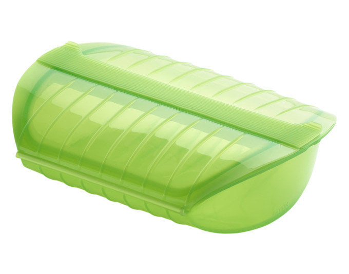 LÉKUÉ Dampfgarer für Mikrowelle mit Einsatz 3-4 Portionen grün in Grün präsentiert im Onlineshop von KAQTU Design AG. Dampfkochtopf ist von LEKUE