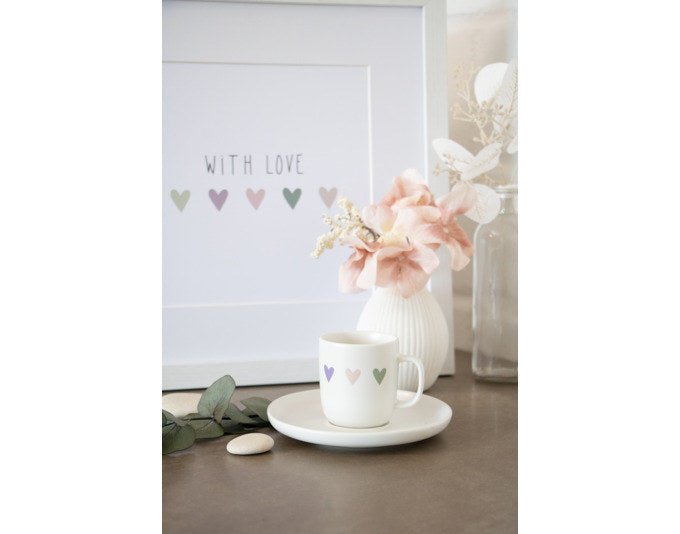 PPD Espressotasse mit Untertasse Heart Infusion in Weiss, Dekoriert präsentiert im Onlineshop von KAQTU Design AG. Espressotassen ist von PPD