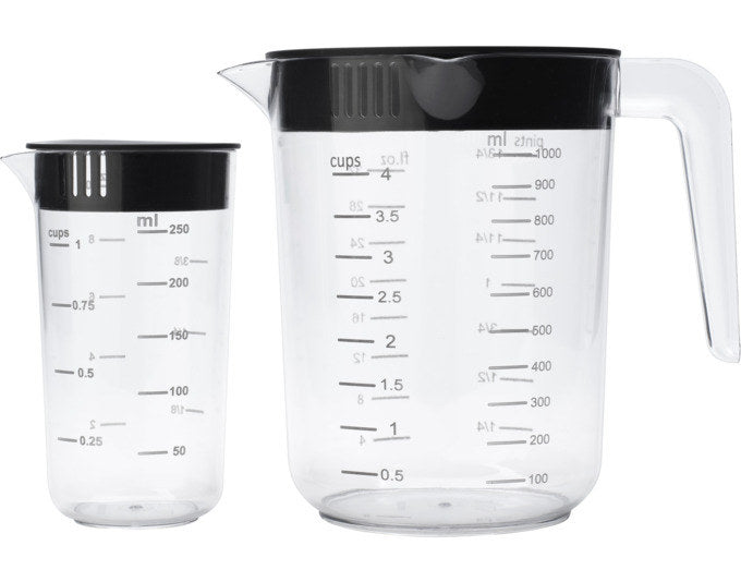 BRABANTIA Messbecher-Set Tasty+ mit Deckel 250 ml/1 l in Transparent, Dark grey, Grau präsentiert im Onlineshop von KAQTU Design AG. Messbecher ist von BRABANTIA