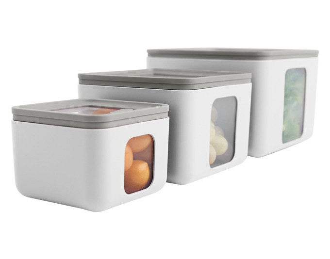 BLIM PLUS Vorratsdosen Set Quadro Combo XS-S-M arctic PEEK BOX Collection in Arctic white, Weiss präsentiert im Onlineshop von KAQTU Design AG. Vorratsbehältersets ist von BLIMPLUS