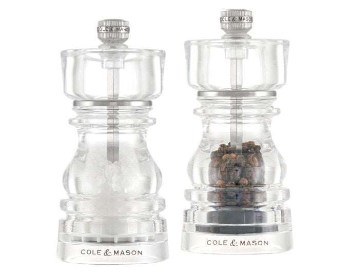 COLE&MASON Pfeffer-/Salzmühlen Set London Acryl 13x5.6x5.6 cm in Transparent präsentiert im Onlineshop von KAQTU Design AG. Salz & Pfeffer ist von COLE & MASON
