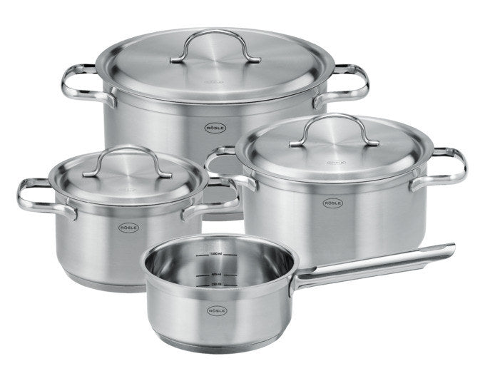 RÖSLE Topf-Set Pureelements 4-teilig ø 16/20/24 cm in Edelstahl, Silber präsentiert im Onlineshop von KAQTU Design AG. Kochtopfset ist von RÖSLE