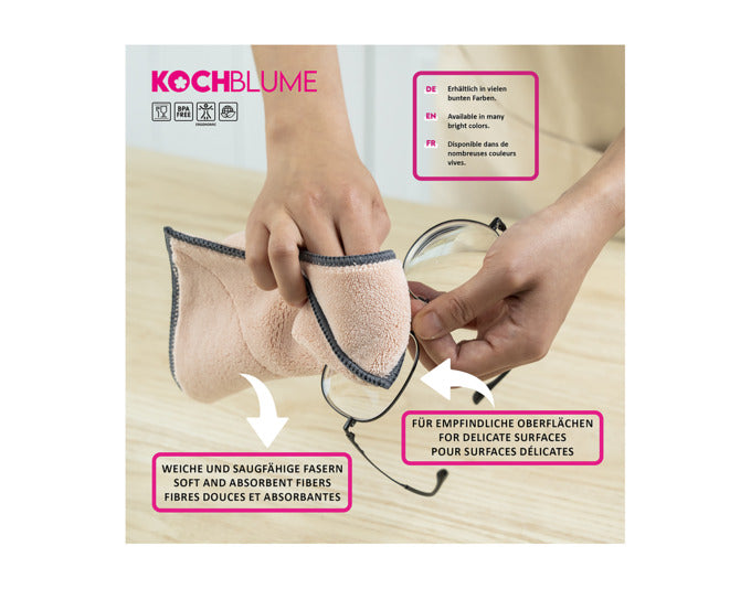 KOCHBLUME Microfasertuch 18x18 cm pink-lila in  präsentiert im Onlineshop von KAQTU Design AG. Reinigungsmittel ist von KOCHBLUME