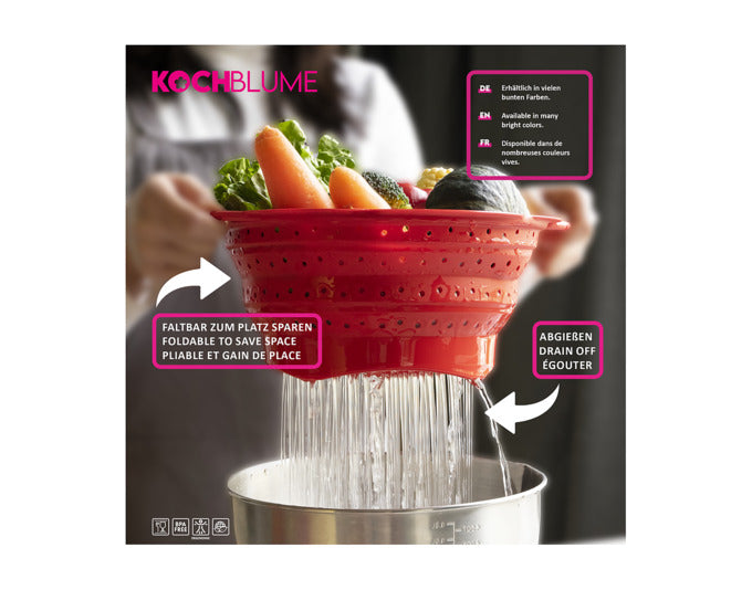 KOCHBLUME Faltsieb M 28x22.5x10 cm anthrazit in  präsentiert im Onlineshop von KAQTU Design AG. Salatzubehör ist von KOCHBLUME