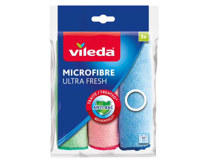 VILEDA Microfasertuch Ultra Fresh Anti-Bac 3 Stk. assortiert in  präsentiert im Onlineshop von KAQTU Design AG. Reinigungsmittel ist von VILEDA