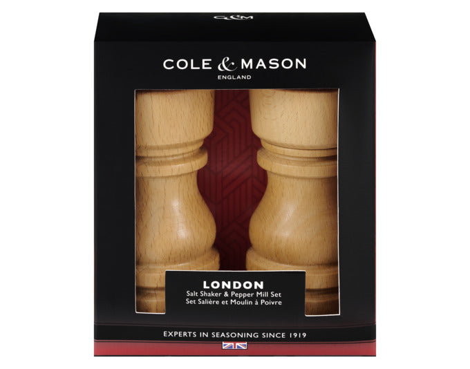 COLE&MASON Pfeffermühle / Salzstreuer Set London Buche natur 13 cm in  präsentiert im Onlineshop von KAQTU Design AG. Salz & Pfeffer ist von COLE & MASON