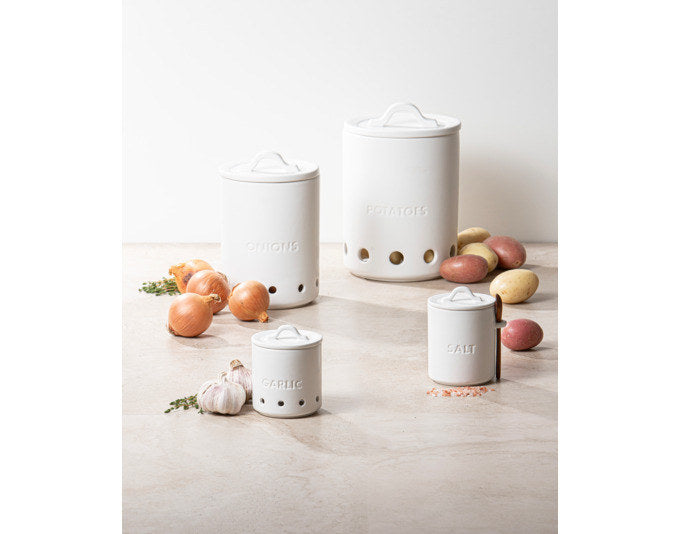 LADELLE Vorratstopf Essentials Garlic weiss Keramik ø 10x10 cm in Weiss präsentiert im Onlineshop von KAQTU Design AG. Aufbewahrungsdose ist von LADELLE