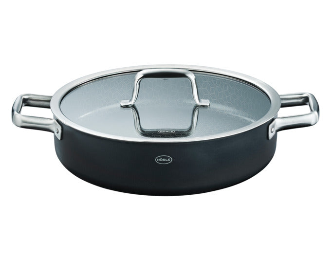 RÖSLE Servierpfanne Ebonic ProNero ø 28 cm mit Deckel in  präsentiert im Onlineshop von KAQTU Design AG. Topf ist von RÖSLE