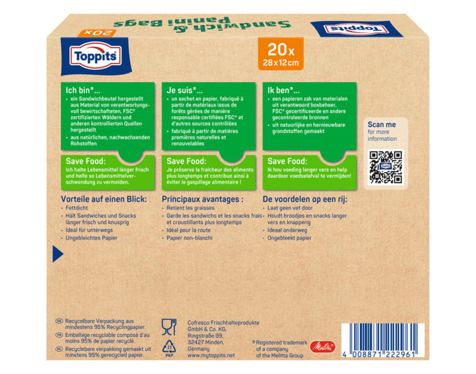 TOPPITS Sandwich & Paninibeutel 20 Stk. in  präsentiert im Onlineshop von KAQTU Design AG. Küchenhelfer ist von TOPPITS