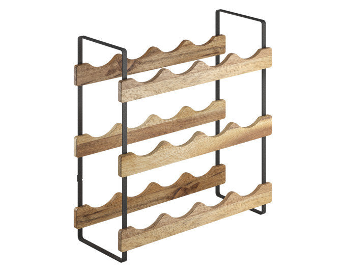METALTEX Flaschenregal York-Lava 39x15x36 cm Akazie Metall in Schwarz, Holzoptik, Braun präsentiert im Onlineshop von KAQTU Design AG. Weinregal ist von METALTEX