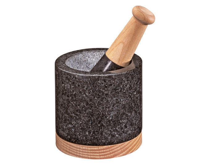 CILIO Mörser Merkur Granit Buchenholz ø 10 cm in Schwarz präsentiert im Onlineshop von KAQTU Design AG. Küchenhelfer ist von CILIO
