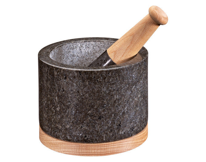 CILIO Mörser Merkur Granit Buchenholz ø 14 cm in Schwarz präsentiert im Onlineshop von KAQTU Design AG. Küchenhelfer ist von CILIO