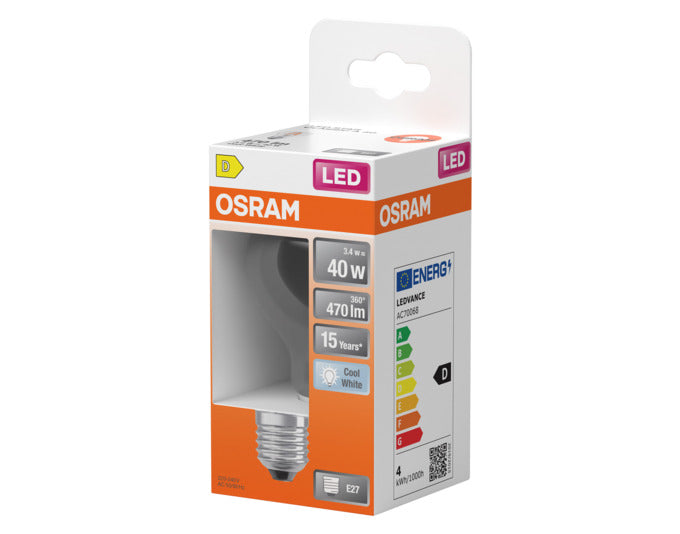 OSRAM LED-Lampe Retrofit Star Classic A E27 3.4W 470lm clear Cool White in  präsentiert im Onlineshop von KAQTU Design AG. Leuchtmittel ist von OSRAM