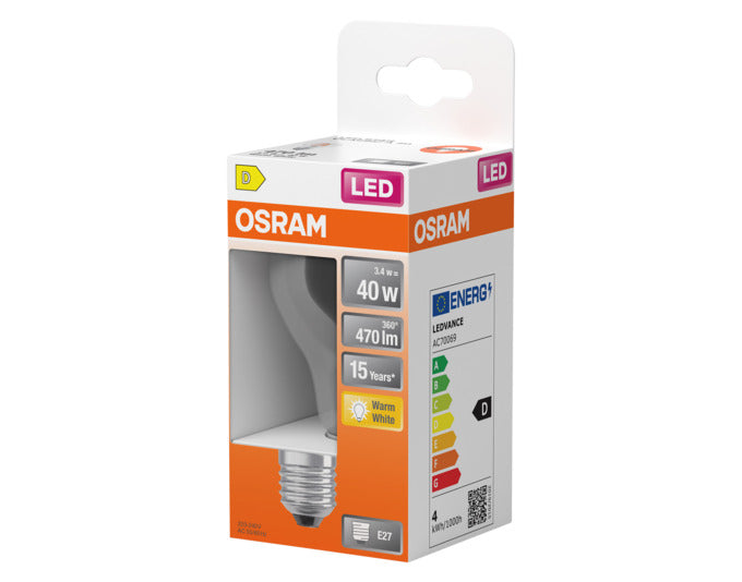 OSRAM LED-Lampe Retrofit Star Classic A E27 3.4W 470lm clear Warm White in  präsentiert im Onlineshop von KAQTU Design AG. Leuchtmittel ist von OSRAM