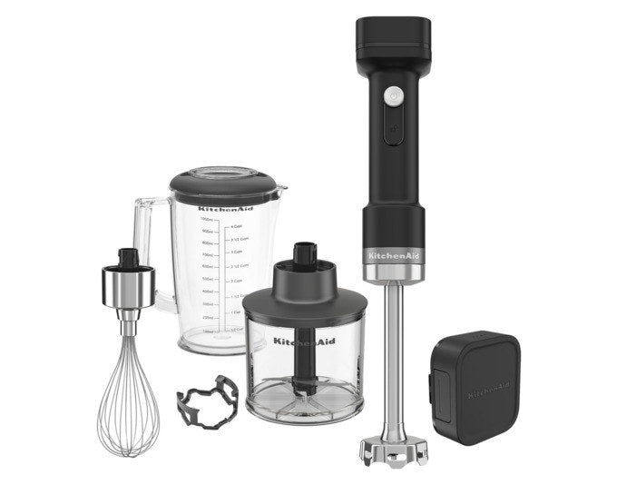 KITCHENAID Stabmixer kabellos mit Zubehör inkl. Akku schwarz matt in Schwarz präsentiert im Onlineshop von KAQTU Design AG. Mixer ist von KITCHEN AID