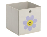 ZELLER boîte de rangement Happy Flower polaire crème 28x28x28 cm