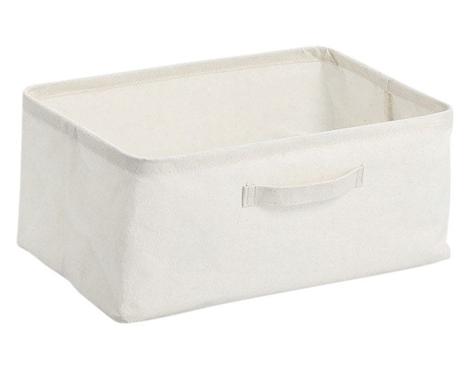 Cremefarbene Aufbewahrungsbox aus Polyester von ZELLER PRESENT, rechteckige Form, Masse 37x26x16 cm, auf hellem Hintergrund.