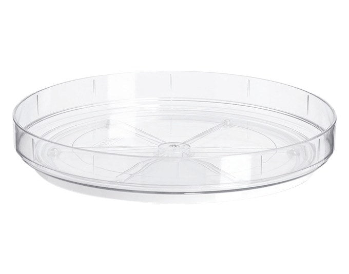 Transparenter, runder ZELLER Dreh-Organizer aus Kunststoff mit flacher Form und drehbarer Konstruktion, Durchmesser 25.4 cm, Höhe 4 cm.