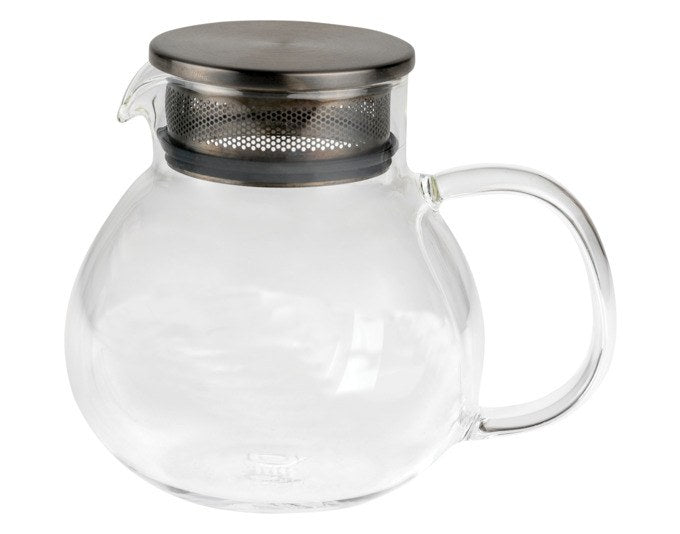 Transparente Glas-Teekanne BREDEMEIJER Teamaster mit 0.5 Liter Fassungsvermögen, Edelstahl-Teefilter, ergonomischem Griff und Ausgiesstülle.