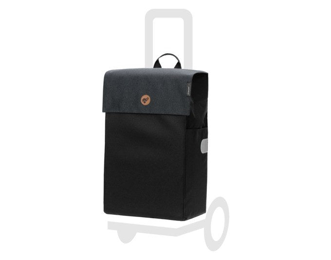 Schwarze Einkaufstasche ANDERSEN Hera aus robustem Material, rechteckige Form, abnehmbar, kompatibel mit Andersen Shopper Fahrgestellen.