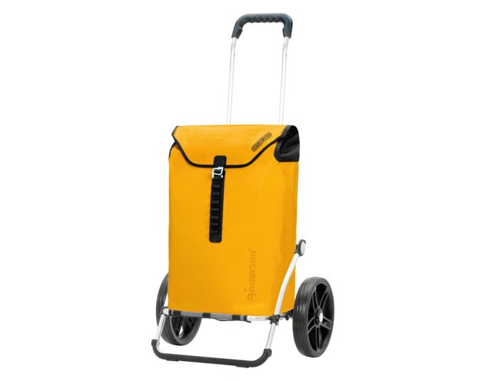 ANDERSEN Einkaufswagen Royal Ortlieb in Gelb mit Aluminiumgestell, wasserabweisender Tasche, zwei Rädern und Zugstange, Haushaltshilfe.