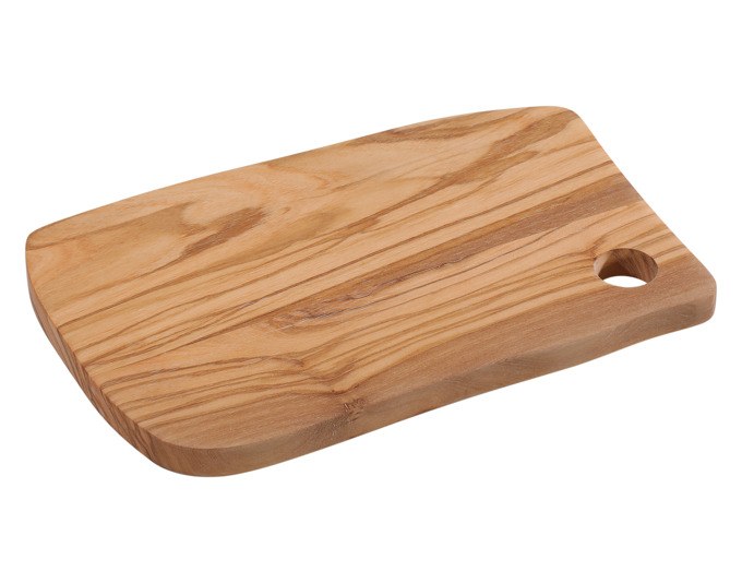 Braunes Schneidbrett aus Olivenholz mit individueller Maserung, rechteckige Form, Masse 25x16x1.4 cm, Hersteller ZASSENHAUS.