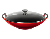 LE CREUSET Wok mit Glasdeckel kirschrot ø 36 cm 4.5 l