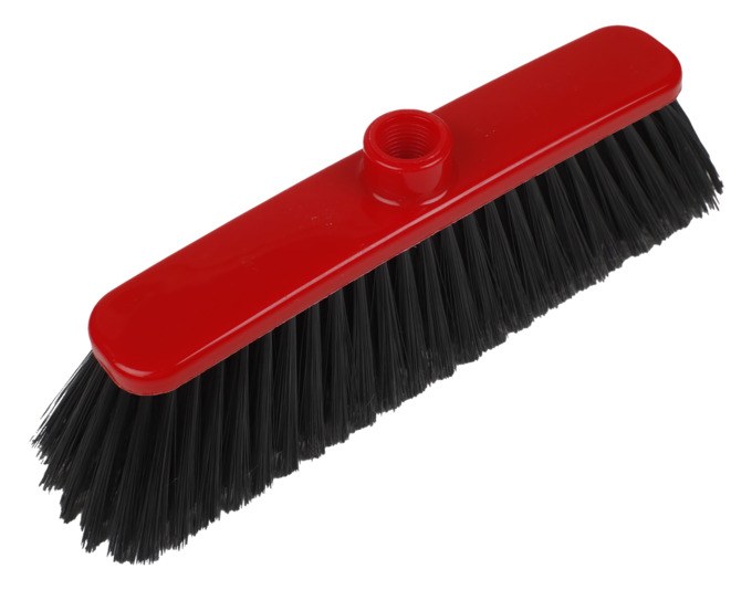 Roter Bodenwischer EBNAT Euro ohne Stiel, 28 cm lang und 8 cm breit, mit elastischem PET-Besatz für glatte Bodenbeläge im Innenbereich.