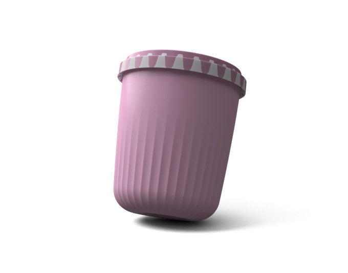 Runde KOCHBLUME Snackbox L 1-Click in Lavendel, 500 ml, mit Fächern und 1-Click-Verschluss, Kunststoff, Durchmesser 10 cm.