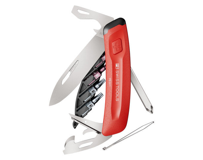 Rotes Taschenmesser NexusWork von PB Swiss Tools, Küchenmesser mit mehreren Werkzeugen
